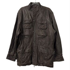 Agave Mens Vintage Style Technical Field Leather Jacket Large Grunge Utilitarian